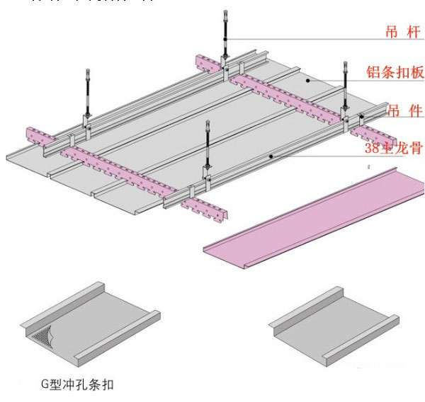 G型铝条扣安装节点图